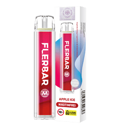 Lehrreiches Image eines Flavourbars mit Joule-Design, pinkem Etikett und Verpackung, ideal für nikotinfreie E-Zigaretten, Apple Ice Geschmack, für Erwachsene ab 18 Jahren.