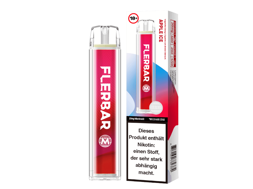 Flerbar M Einweg E-Zigarette - 20mg/ml 1 Batterieförmiger Vape-Accessor für Flavor- und Nikotin-Vape in Rosarot, perfekt für unterwegs, mit klarer Sicht auf den Inhalt.