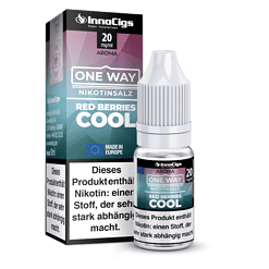 Hochwertiges E-Liquid InnoCigs One Way Nikotinsalz, 20 mg/ml, in Geschmack Red Berries Cool, für E-Zigaretten, Made in Europe, bequemes Verneblungspaar, ideal für Dampfer, Geschmackskombination aus roten Beeren und Menthol.