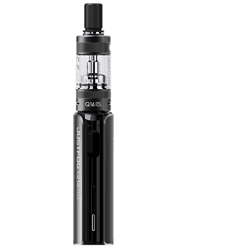 JustFog Q16 Pro Plus E-Zigaretten Set 7 H32 Vape Elektronikzigarette mit klaren Tank und schwarzem Design, tragbar für unterwegs.