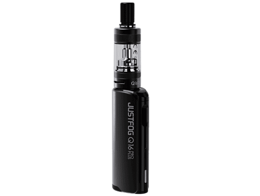 JustFog Q16 Pro Plus E-Zigaretten Set 5 Q16 PRO Plus E-Zigaretten Set aus schwarzem Gehäuse mit Tank und Display, ideal für Dampfer.