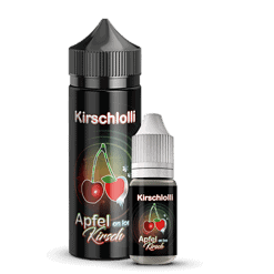 Süßer Apfel E-Liquid-Duft mit Kirschen auf schwarzer Flasche, 10ml, für E-Zigaretten und Vape. Perfekt für Fruchtgeschmack-Liebhaber, aromatischer Geschmack.
