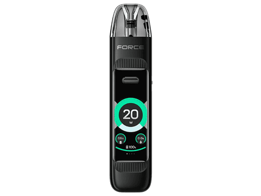 H2O Pod Vaporizer mit digitaler Anzeige und Touch-Control, kompakter tragbarer Inhalator, schwarzes Design, hochmodern, einfache Bedienung, ideal für unterwegs, Akku 100%, 20W Leistung, innovative Dampftechnologie.