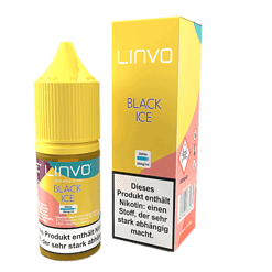 Vape E-Liquid Flasche und Verpackung, black ice Aroma mit Nikotin, 20mg/ml, für E-Zigaretten, Geschmack von Minze und Menthol, handliche Flasche mit kindersicherem Verschluss, hochwertiges Produkt von LETZ Go.