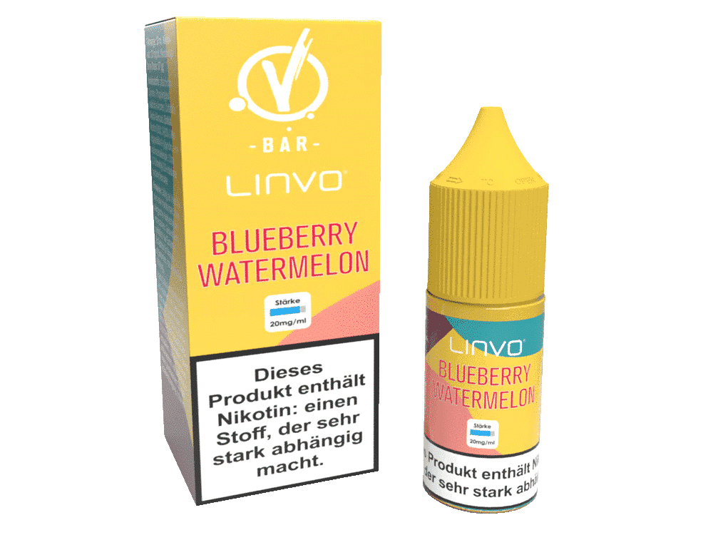 Linvo - Blueberry Watermelon - Nikotinsalz Liquid 1 Vape-Liquid Blueberry Watermelon im Set mit Verpackung, 20mg/ml Nikotin, Limvo Marke, sommerlicher Duft, ideal für E-Zigaretten, nikotinhaltige Flüssigkeit, Geschmacksrichtung Frucht mix.