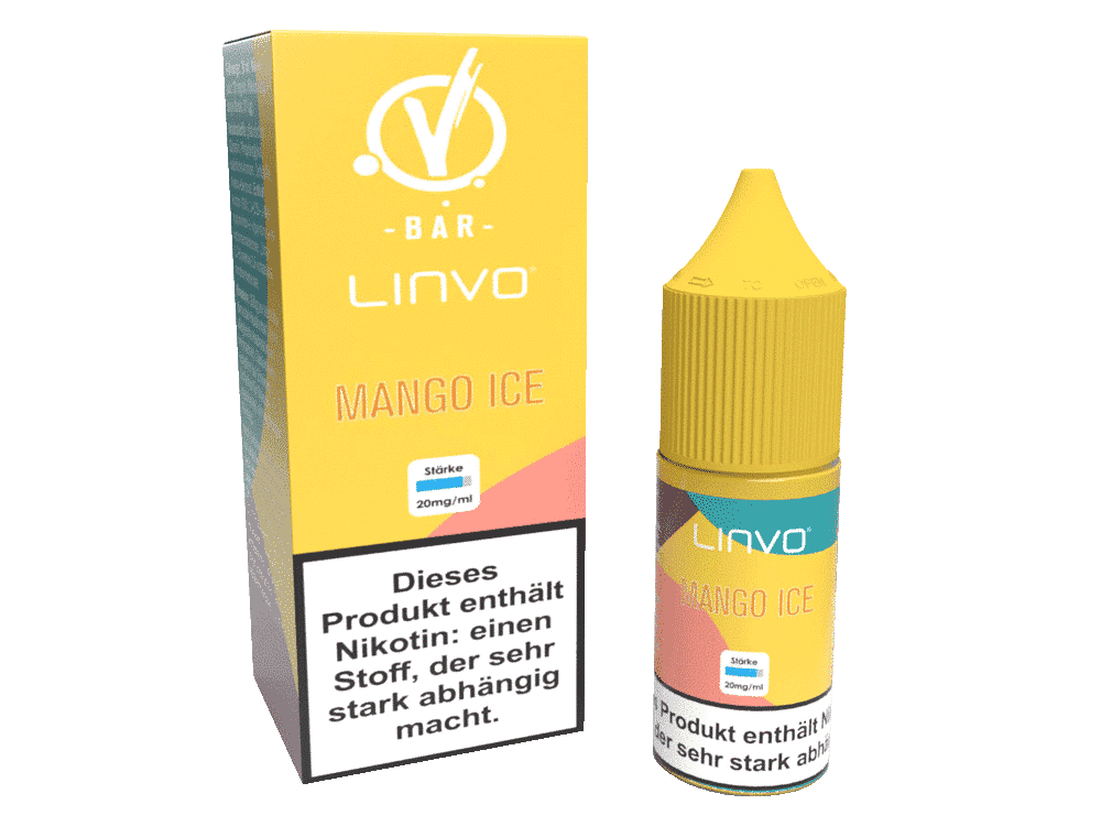 Linvo - Mango Ice - Nikotinsalz Liquid 1 E-Zigaretten Liquid Mango Ice in Flasche und Verpackung, 20mg/ml Nikotin, erfrischender Fruchtgeschmack mit Minznoten, perfekt für Vaping, bei LETZ Go erhältlich.