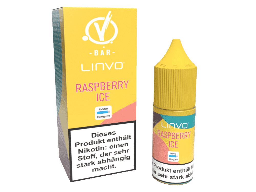 Linvo - Raspberry Ice - Nikotinsalz Liquid 1 Raspberry Ice E-Zigarette, 20mg/ml Nikotin, Nachfüllflasche und Verpackung, für Dampfer, fruchtiges Aroma, vaping, Liquid, E-Liquid, E-Cigarette, liquid raspberry ice, Nikotinsalz.