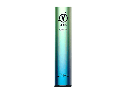 Grüner und blauer Energy Drink in schlanker Dose, mit Logo und Bezeichnung "Pod Lite" von LINVO.