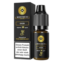 MONTREAL Oasis E-Liquid 10 mg/ml – Nikotinfrei, mit Tabakextrakt, speziell für E-Zigaretten, in dunkler Flasche, ideal für Dampfer.