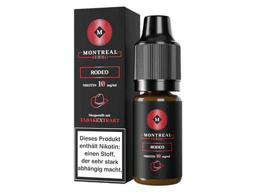 Häkelglätter mit Montreal-Rodeo-Design und 10 mg/ml Nikotin, hergestellt mit Tabakextrakt, ideal zum Dampfen.