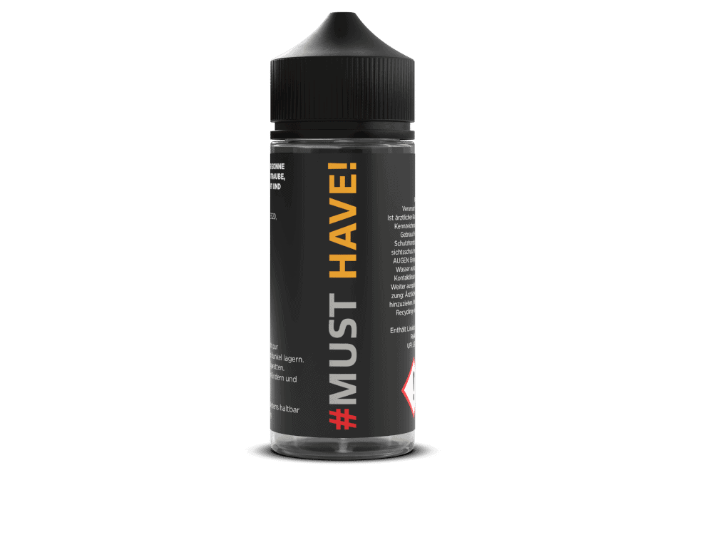 Must Have # Longfill 10 ml 1 Schwarz-braune Flasche mit schwarzem Deckel, #MUST HAVE! Schriftzug auf Etikett, E-Liquid für E-Zigaretten, Liquid mit Geschmack, Vape-Zubehör.