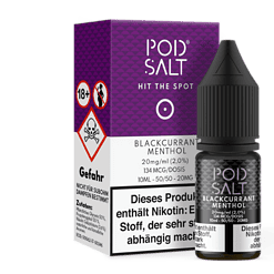 Pod Salt Blackcurrant Menthol E-Liquid, 20mg/ml, 134 Mcg/Dosis, 10ml Flasche, mit Nikotin, fruchtig-mediterranes Geschmackserlebnis für Dampfer.
