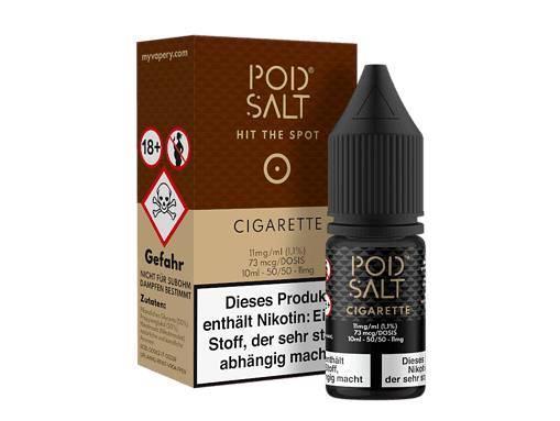 Pod Salt Cigarette E-Liquid, 10ml Flasche, intensiver Geschmack, nikotinhaltig mit 11mg/ml, geeignet für E-Zigaretten, Originalprodukt aus Deutschland.