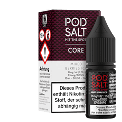 Pod Salt Hit the Spot Mixed Berries ICE Nikotinalternative in Flasche und Verpackung.