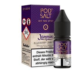 Pod Salt Blueberry Jam Tart Liquid Flasche im Set, aromatisch mit Heidelbeer-Geschmack, nikotinfrei, für E-Zigaretten, ideal für Dampfer.