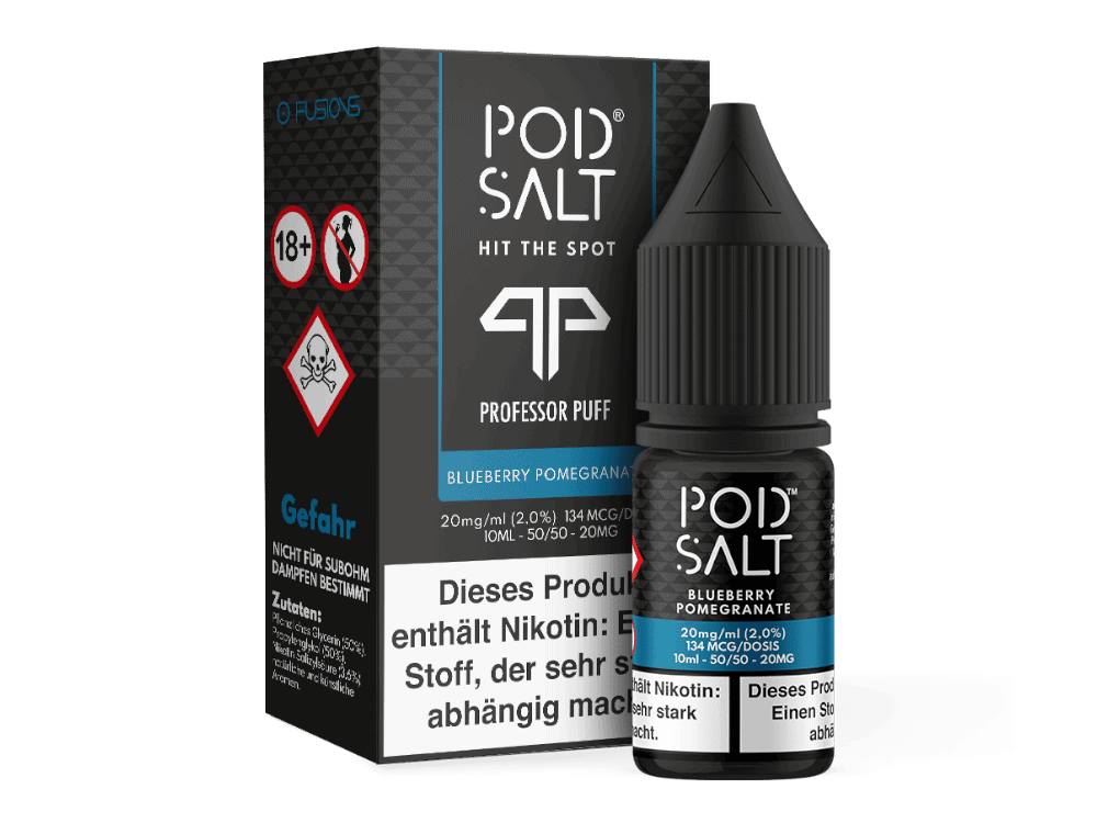 Pod Salt - Blueberry Pomegranate - Nikotinsalz Liquid 1 Magnetische E-Zigaretten-Flüssigkeit mit Geschmack von Blaubeere und Granatapfel, 20 mg/ml Nikotin, 10 ml Flasche, ideal für Subohm-Dampfer, für ein intensives Dampf- und Geschmackserlebnis.