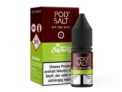Pod Salt Cola with Lime E-Liquid Flasche für Dampfer, Nikotinfrei, 10ml, ideal für e-Zigaretten.
