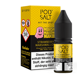 Pod Salt Strawburry Marshmallow E-Liquid Flasche mit Packaging, ideal für Vaping Fans.