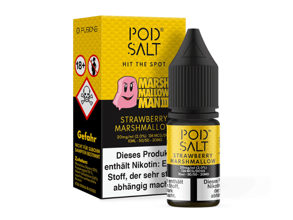 Pod Salt Fusion - Marshmallow Man 3 - Nikotinsalz Liquid 1 Pod Salt Strawburry Marshmallow E-Liquid Flasche mit Packaging, ideal für Vaping Fans.