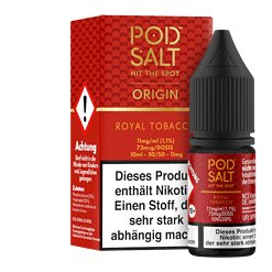 Pod Salt ORIGIN Royal Tobacco E-Liquid, 10ml, Nikotinfrei, intensiver Tabakgeschmack, geeignet für Subohm-Dampfer, hochwertige Liquids für E-Zigaretten.