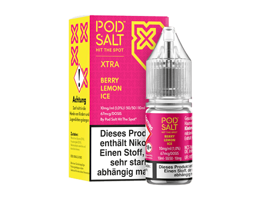 Pod Salt Hit the Spot Xtra Berry Lemon Ice E-Liquid in 10ml Flasche, für Dampfer.