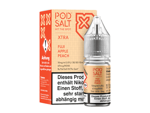 Pod Salt Hit The Spot XTRA E-Liquid für E-Zigaretten, Vanille, Apfel, Pfirsich, 10ml, nikotinhaltig, geeignet für Dampfer, handliche Flasche, Geschmackserlebnis, vaporizer vaping, in Deutschland erhältlich.
