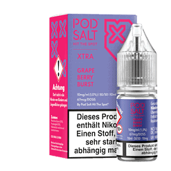 Pod Salt Hit The Spot E-Liquid Flasche mit Geschmack: Grape Berry Burst, 10ml, 1.0% Nikotin, ideal für Dampfer, fruchtiger Geschmack, hochwertige Liquids.