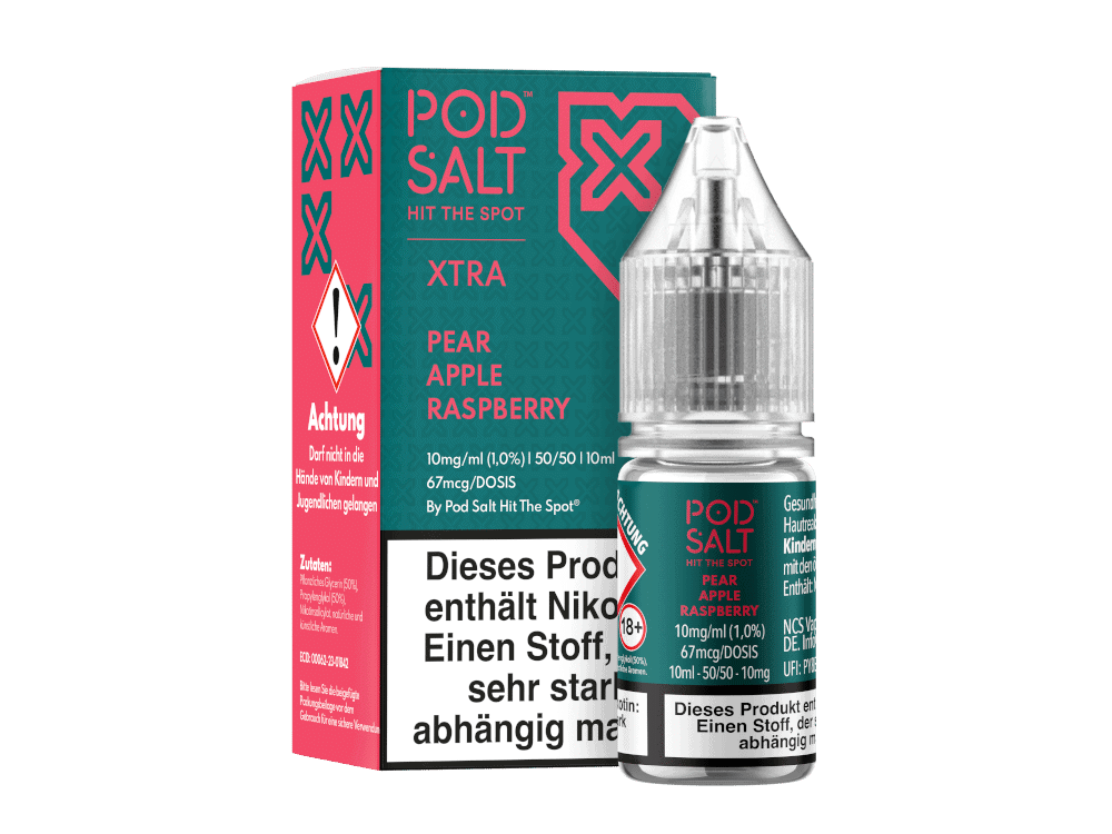 Pod Salt X - Pear Apple Raspberry - Nikotinsalz Liquid 1 Pod Salt Hit The Spot E-Liquid Flasche mit Geschmack nach Birne, Apfel und Himbeere, für E-Zigaretten geeignet.