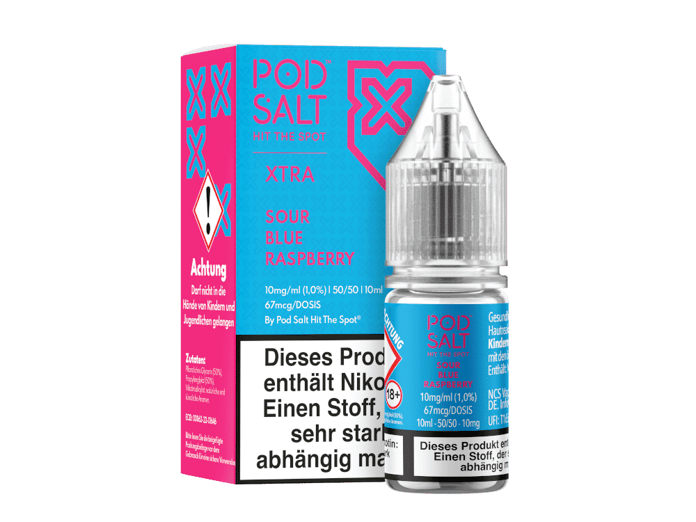 Pod Salt X - Sour Blue Raspberry - Nikotinsalz Liquid 1 Pod Salt Hit The Spot XTRA Soure Blue Raspberry E-Zigarette, 10ml Flasche mit Nikotinsalznote, intensiv und fruchtig Geschmack, ideal für Dampfer, die starke Nikotinaufnahme suchen Relevanz.