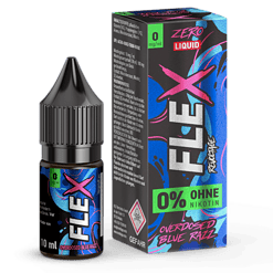 FettX Zero Liquid E-Liquid in blauer Razz-Flavor, 10 ml, nikotinfrei, für E-Zigaretten, stimulating, colorful Verpackung, für Vaper, Overdose Blue Razz.