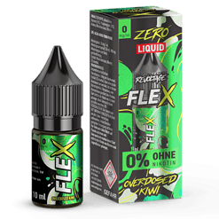 Äußerst färbige E-Liquid Flasche und Verpackung mit Zero Nikotin, Überdosed Kiwi Aroma, für Vaping und E-Zigaretten, innovatives Design, 10 ml.