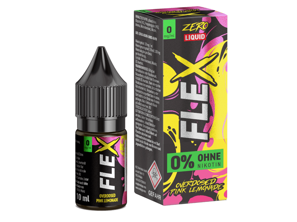 Revoltage FLEX Pink Lemonade Nikotinsalz Liquid 1 Innovatives Zero Liquid E-Liquid mit pinker Limonadengeschmacksrichtung, nikotinfrei, ideal für E-Zigaretten, 10 ml Flasche, perfekt für den Refresh im Alltag.