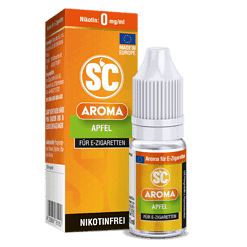 Aroma Apfel E-Zigaretten Liquid Flasche und Verpackung, nikotinfrei, süßer Apfelgeschmack, für E-Zigaretten, 10 ml, letzgo.de.
