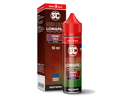 Saftiger Longfill E-Liquid mit Kirsch-Cola Geschmack, 10ml, nikotinfrei, in einer praktischen Flasche. Perfekt für Dampfer, die den süßen Geschmack genießen möchten. Made in Europe, nikotinfrei, aromatisiert.
