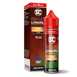 Fruchtiger Liquid-Aroma Peach Passion Fruit in 10 ml Flasche, nikotinfrei, ideal für E-Zigaretten, langanhaltender Geschmack, Made in Europe, ohne Nikotin, für intensiven Fruchtgenuss.