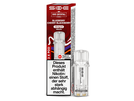 SKE Crystal Plus Blueberry Cherry Blackberry Nikotin 20mg/ml, 2er Pack, Vape Pod.