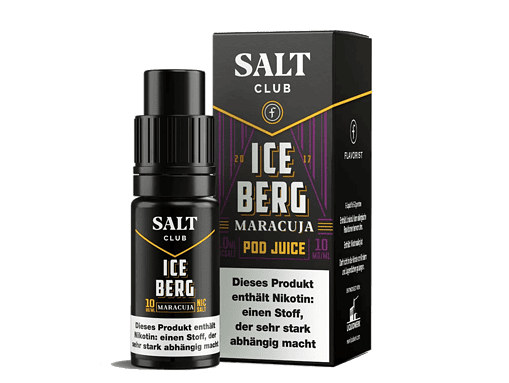 SALT ICEBERG Maracuja Nikotin-Pod, 10mg/ml, in Verpackung mit Flasche, intensiver Geschmack, für e-Zigaretten, stark abhängig machend, für Dampfer geeignet, Nikotinstärke, neues Aroma.