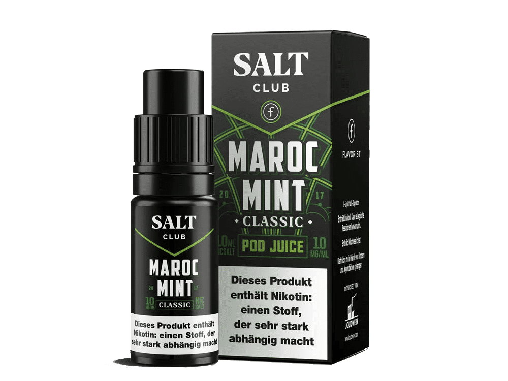 Salt Club Flavorist Maroc Mint Classic 1 -flüssigkeit für E-Zigaretten, Maroc Mint Classic, 10 mg/ml, 10 ml Flasche, Salzliquid.