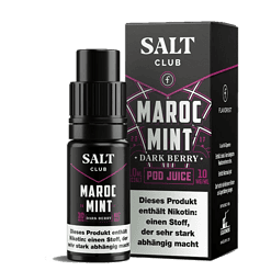 Maroc Mint Dark Berry E-Liquid Flasche und Verpackung, nikotinhaltig, für Vape und E-Zigaretten, 10 mg/ml, Geschmack: Minze und dunkle Beeren, hochwertiges Liquide, ideal für Dampfer, bei LETZ Go.