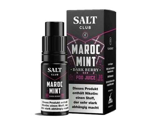 Maroc Mint Dark Berry E-Liquid Flasche und Verpackung, nikotinhaltig, für Vape und E-Zigaretten, 10 mg/ml, Geschmack: Minze und dunkle Beeren, hochwertiges Liquide, ideal für Dampfer, bei LETZ Go.