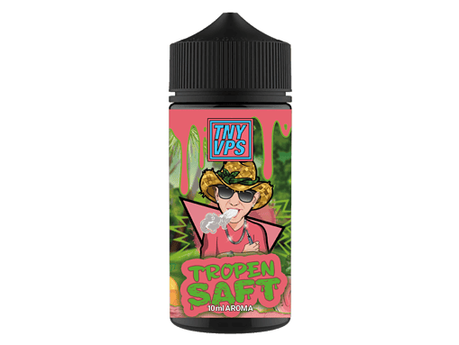 Aroma-Flüssigkeit für E-Zigaretten mit Tropen-Salz-Geschmack, 10 ml Flasche, bunte Verpackung, Cooler Tropen-Salznote, geeignet für Vaping Fans, frisch und exotisch.