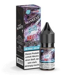 Twelve Monkeys Salts Haven E-Liquid Flasche und Verpackung, Nikotin-Shot mit 20 mg/ml, für E-Zigaretten und SubOhm Devices.