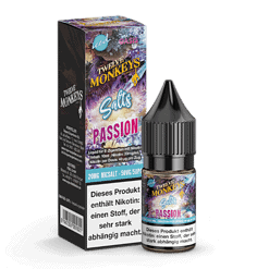 Vape-Flüssigkeit in Flasche und Verpackung mit buntem Design, Nikki-Salz, Passion Geschmack, 20 mg Nikotin, für Dampfer, hochwertiges E-Liquid, Geschmackserlebnis, modisches Design, Nikotinsalz, E-Zigaretten-Zubehör.