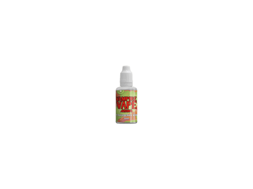 Vampire Vape - Aroma Strawberry & Kiwi 30 ml 1 Vampire Vape Aroma Erdbeer-Kiwi 30ml Flasche für E-Zigaretten, Fruchtaroma und Liquids, Geschmacksrichtung: Erdbeere und Kiwi, in Weiß mit buntem Etikett, Dampfer und Liquid-Liebhaber, hochwertiges E-Zigaretten-Accessoire.