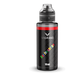 Vape-Flüssigkeit in 10ml Flasche mit schwarzen Design, VGRAND Logo und buntem "derTräumerige" Schriftzug.