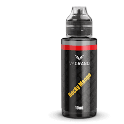 Vape E-Liquid Flasche mit Rockstar Mango Geschmack, 10ml, schwarz und rot Design, für Dampfer, fruchtiges Aroma, hochwertiges Vape-Produkt, ideal für E-Zigaretten, langlebig, einfacher Gebrauch, aromatisierter Nikotin-Liquid, modern, leicht zu handhaben, für sinnlichen Genuss, Geschmacksvielfalt, Produkt für Trendsetter.