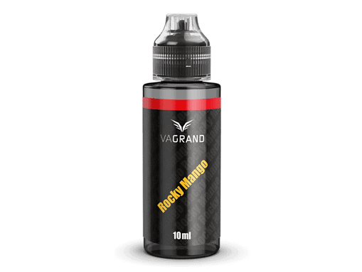 Vape E-Liquid Flasche mit Rockstar Mango Geschmack, 10ml, schwarz und rot Design, für Dampfer, fruchtiges Aroma, hochwertiges Vape-Produkt, ideal für E-Zigaretten, langlebig, einfacher Gebrauch, aromatisierter Nikotin-Liquid, modern, leicht zu handhaben, für sinnlichen Genuss, Geschmacksvielfalt, Produkt für Trendsetter.