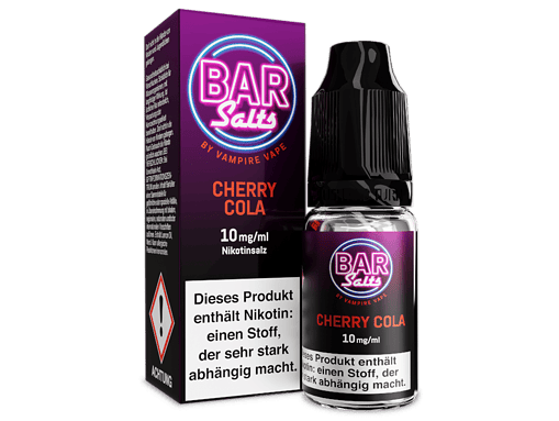 Vampire Vape Bar Salts Cherry Cola Nikotinsalz 10mg/ml - Flasche und Verpackung.