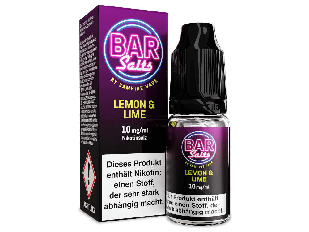 Vampire Vape - Bar Salts - Lemon Lime - Nikotinsalz Liquid 1 Aromenstift und Flasche mit Zitronen-Limetten-Duft für E-Zigaretten.