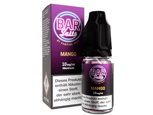 BARSalt Mango Nikotinsalz E-Liquid für Vape, 10 mg/ml, praktische Flasche.